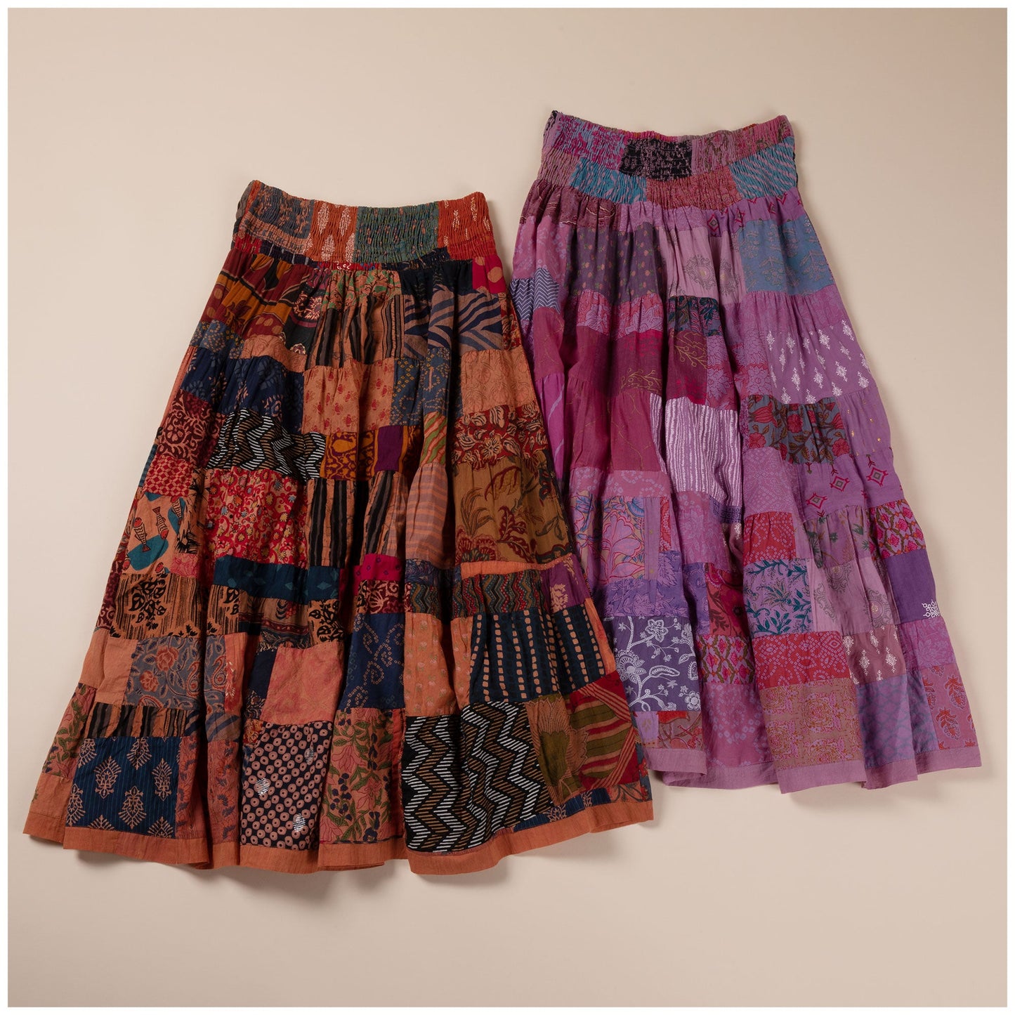 Colorful Patchwork Long Skirt