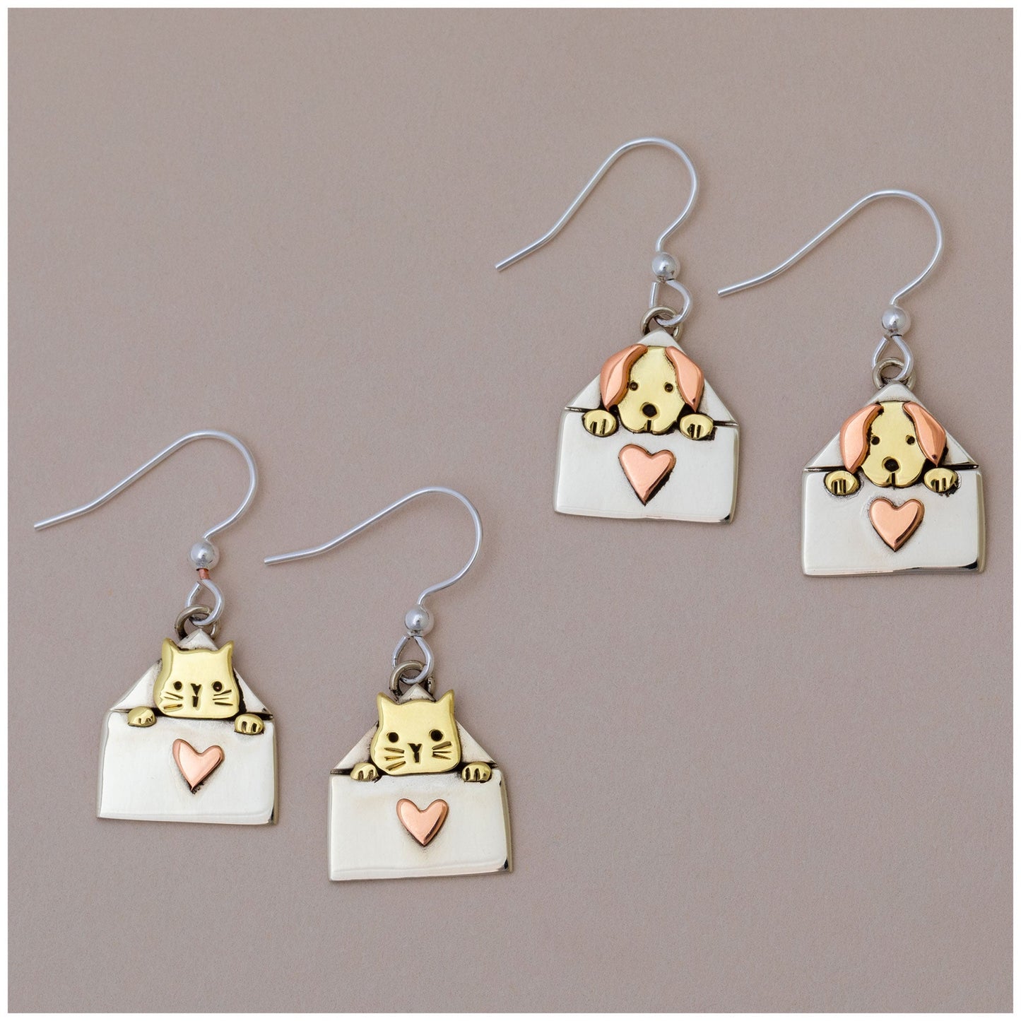 I Love You Pet Mixed Metal Earrings