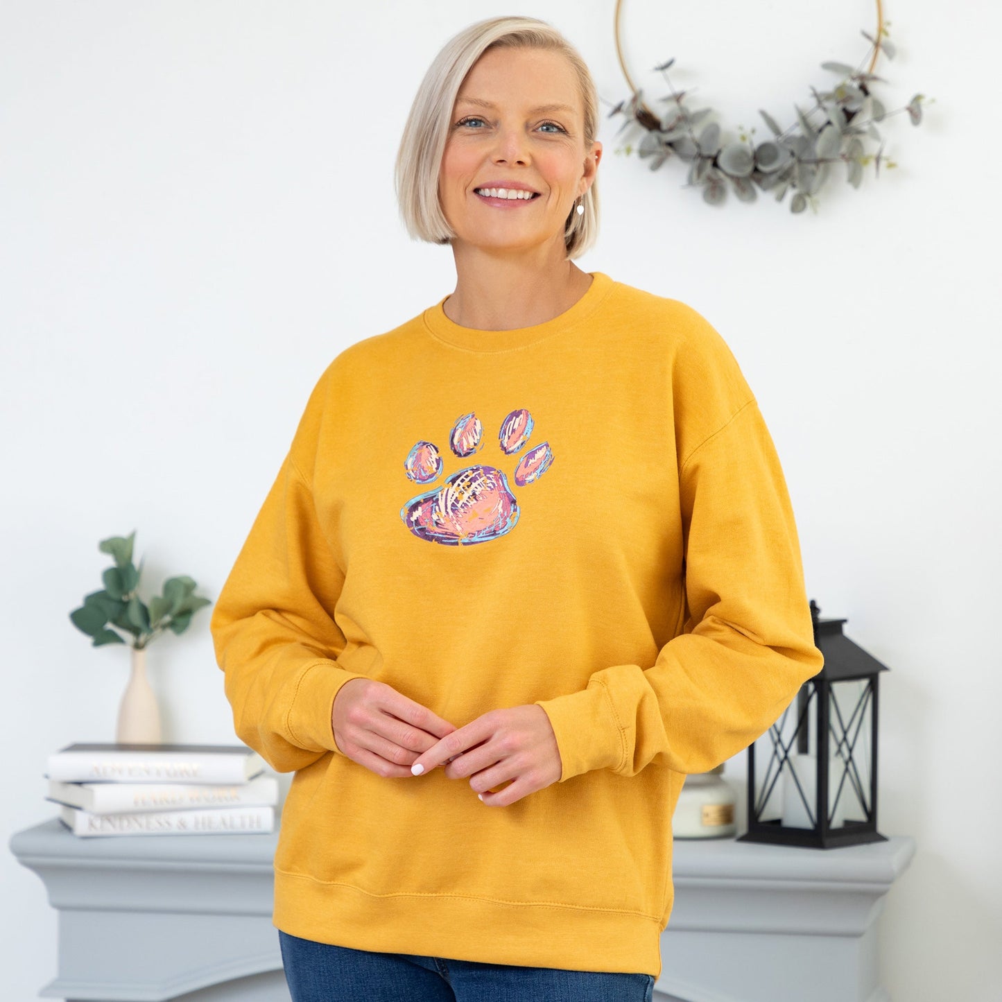 Mixed Media Paw Crewneck Sweatshirt