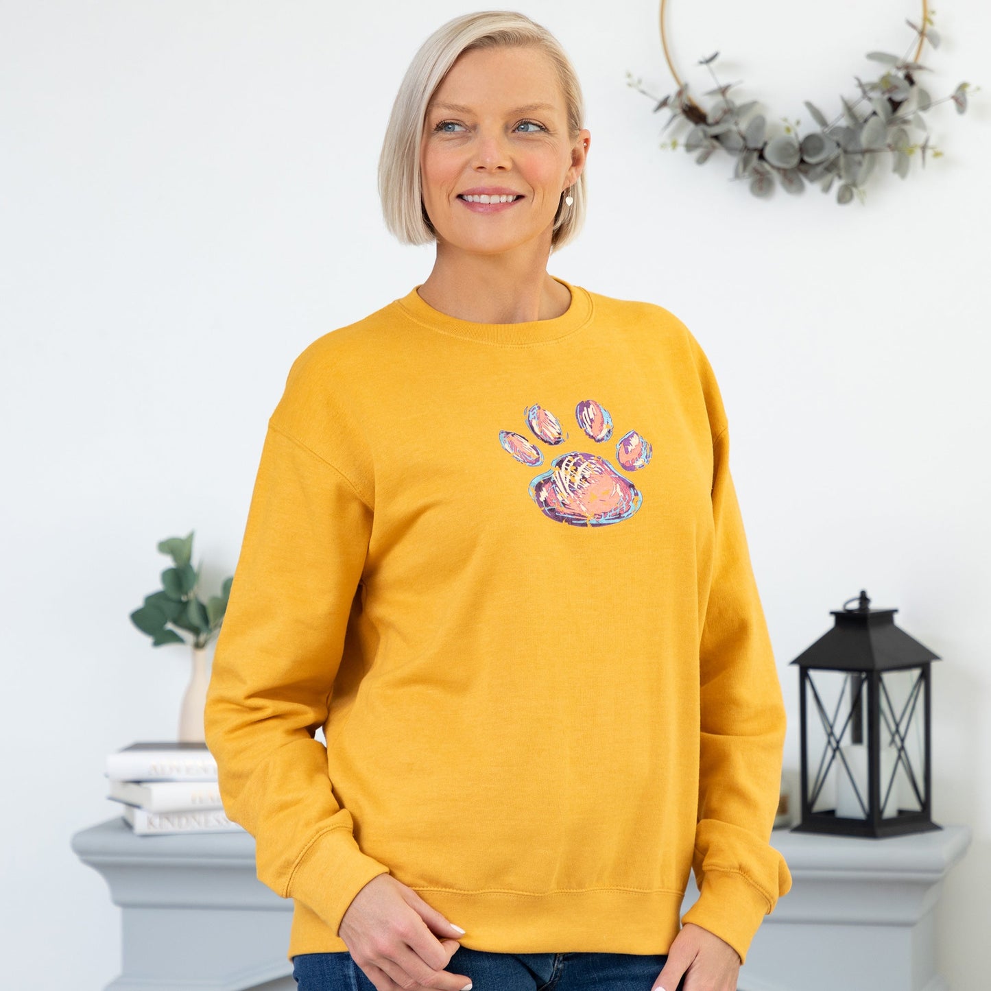 Mixed Media Paw Crewneck Sweatshirt