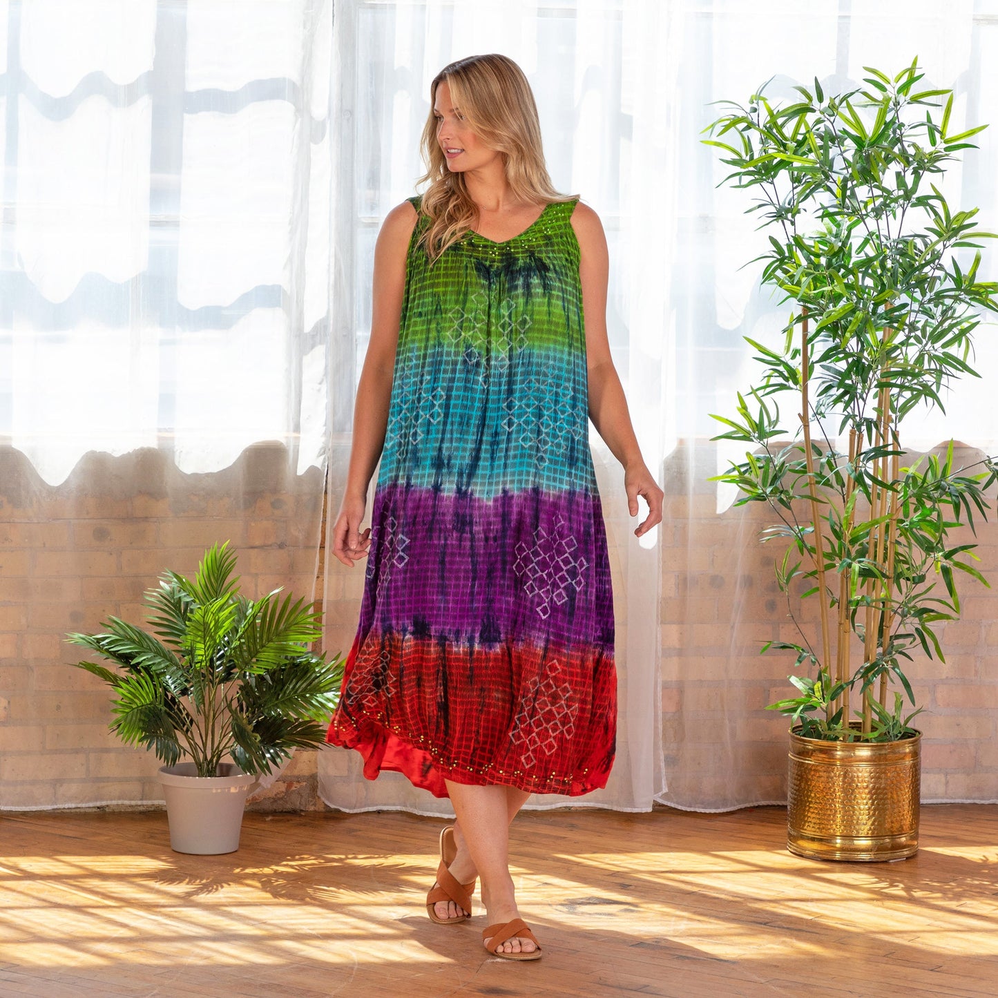 Rainbow Bright Sleeveless Long Dress