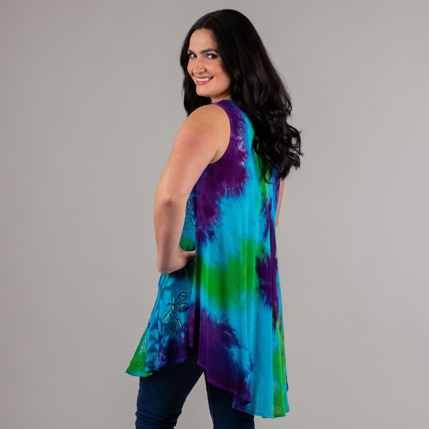 Tie-Dye Dragonfly Hand Crafted Sleeveless Tunic