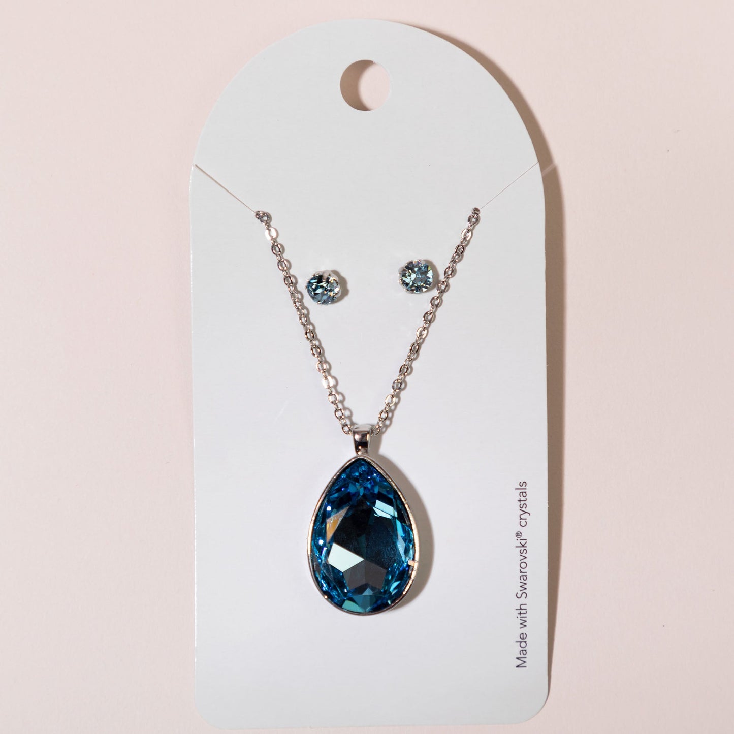 Swarovski Tear Drop Necklace & Post Earrings