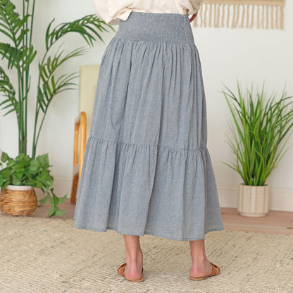 Chambray Button Down Long Skirt