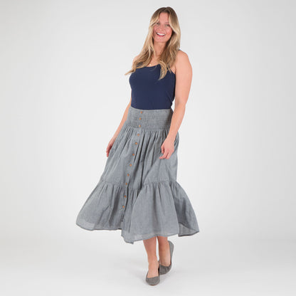 Chambray Button Down Long Skirt