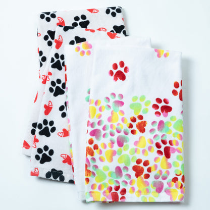 Paw Print Bath Hand Towels - Set of 2