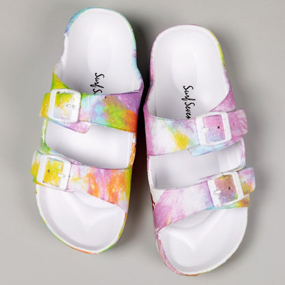 Women's Tie-Dye Double Buckle Slide Sandals