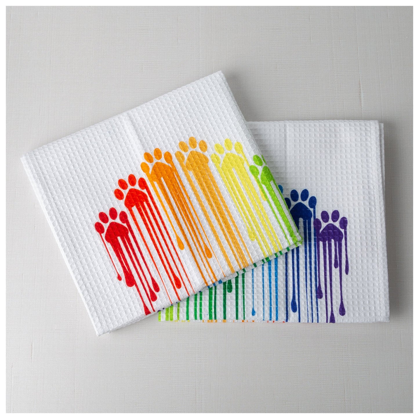 Dripping Rainbow Paws Kitchen Towel - Set of 2