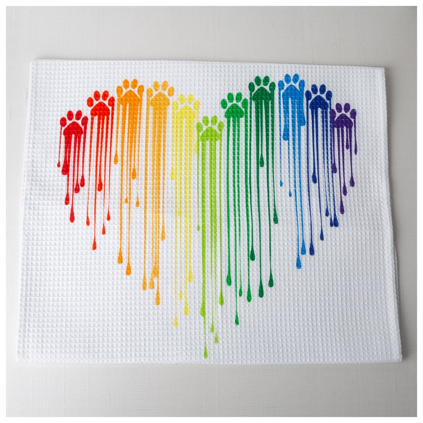 Dripping Rainbow Paws Kitchen Towel - Set of 2