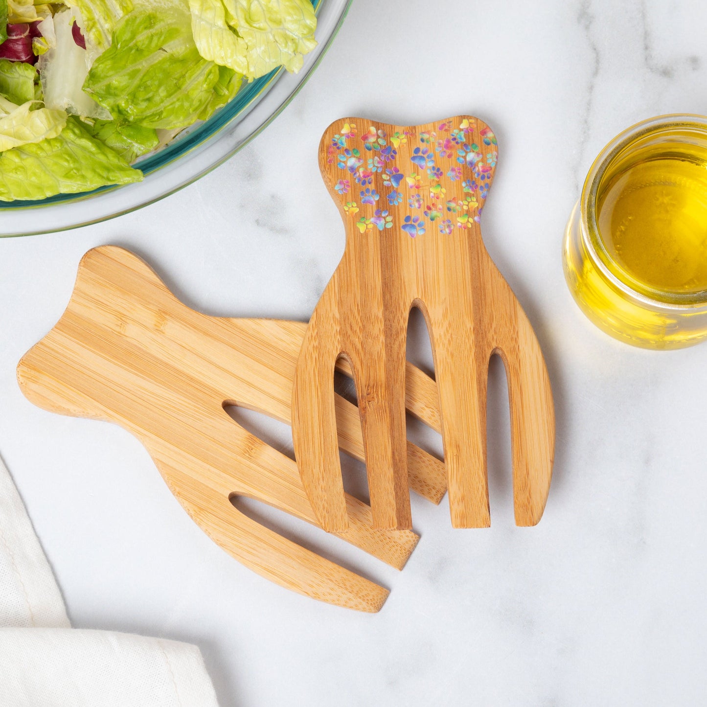 Bamboo Bear Claw Salad Serving Set