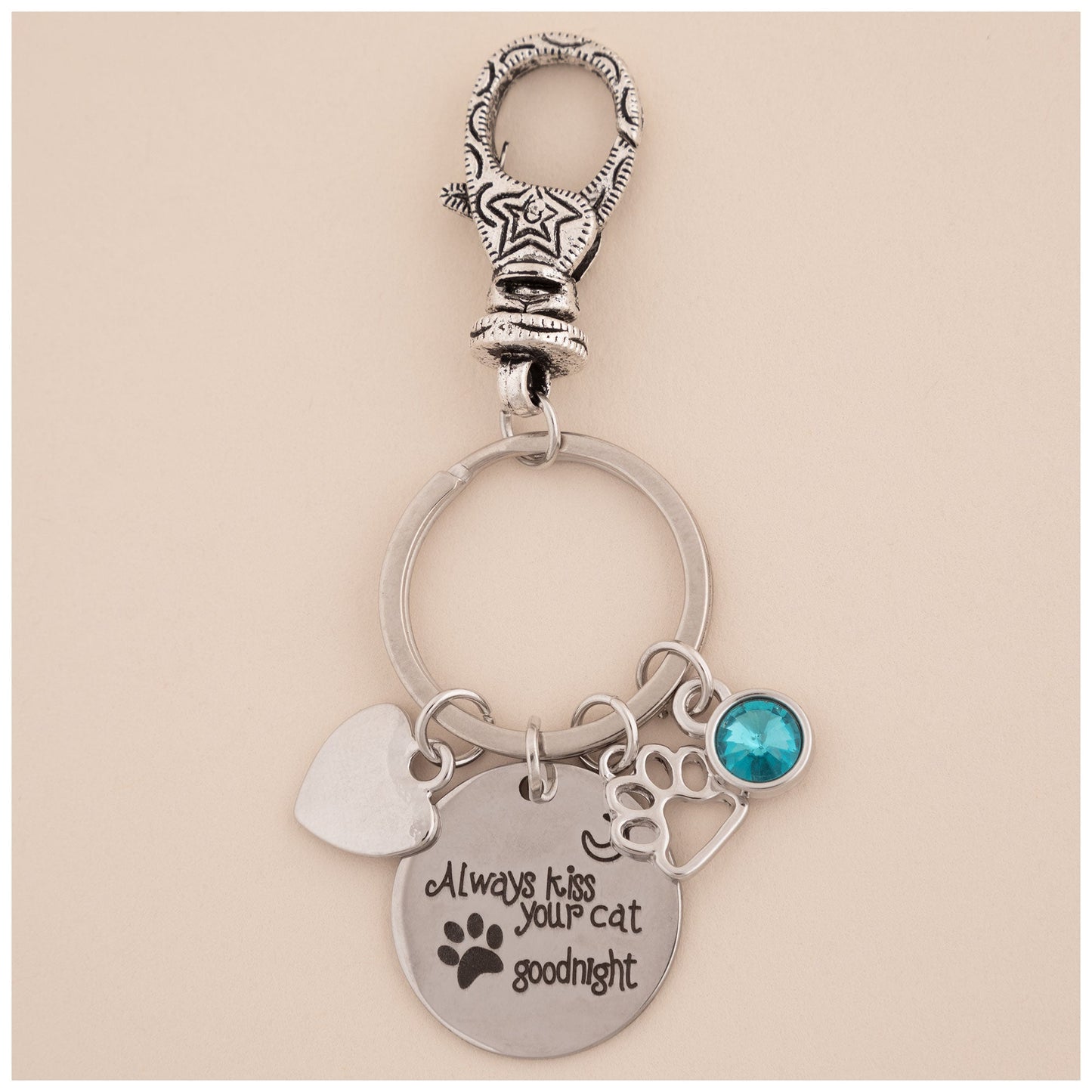 Always Kiss Your Pet Goodnight Charm Keychain