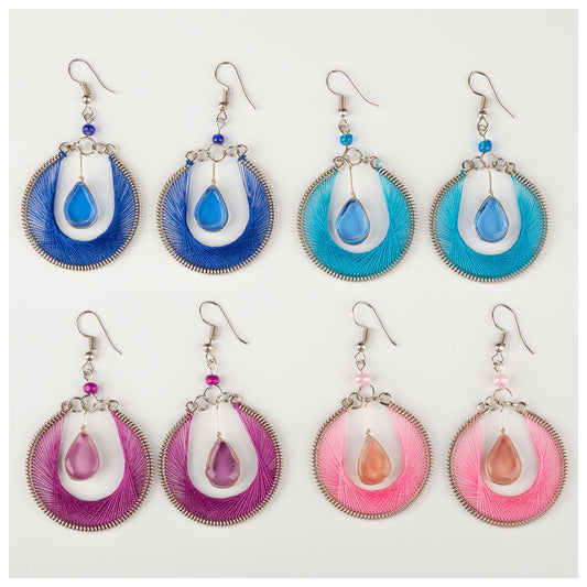 Hand Threaded & Glass Drop Earrings