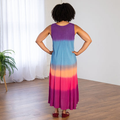 Rainbow Dragonfly Sleeveless Long Dress