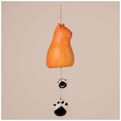 Orange Cat Hand Painted Ceramic Wind Chime