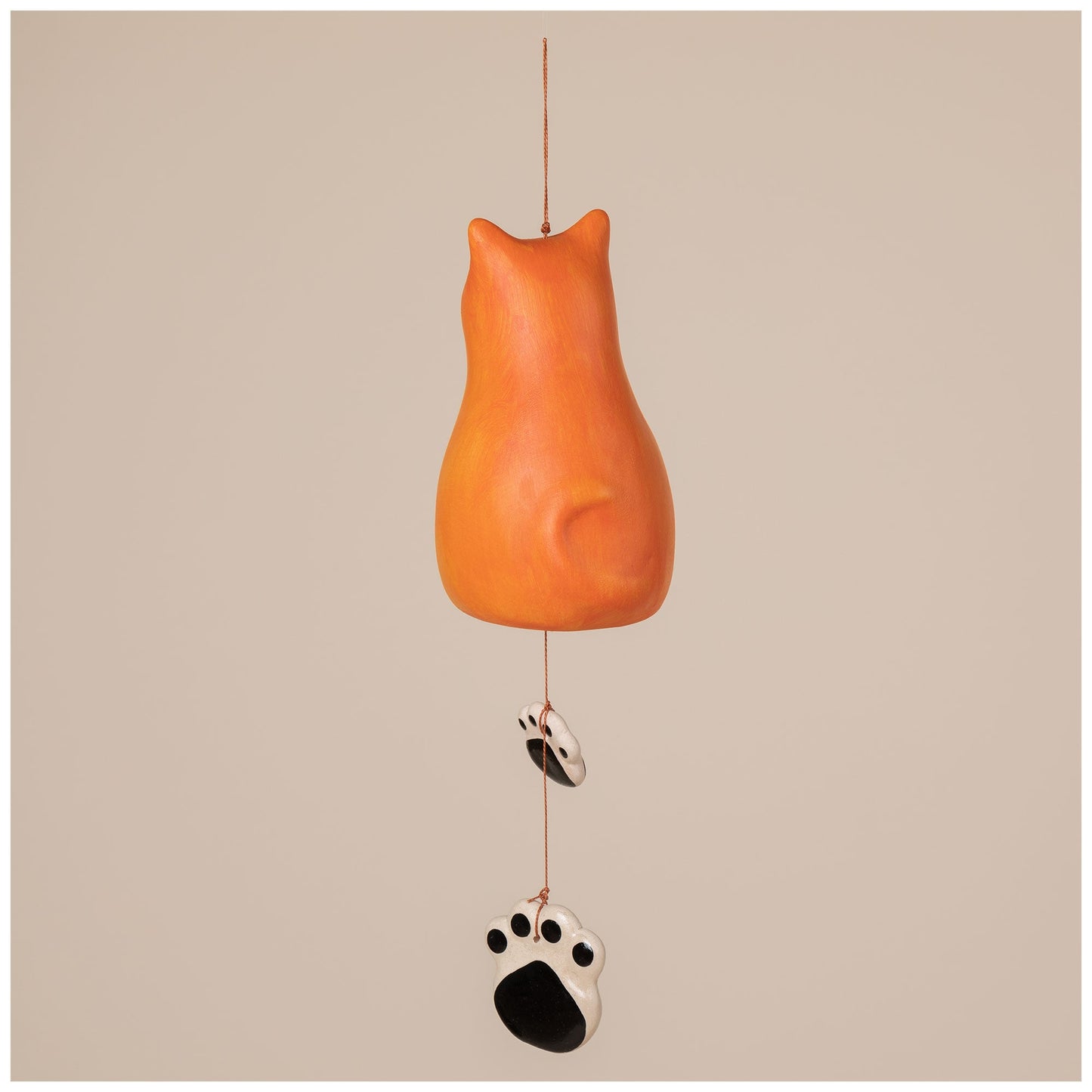 Orange Cat Hand Painted Ceramic Wind Chime