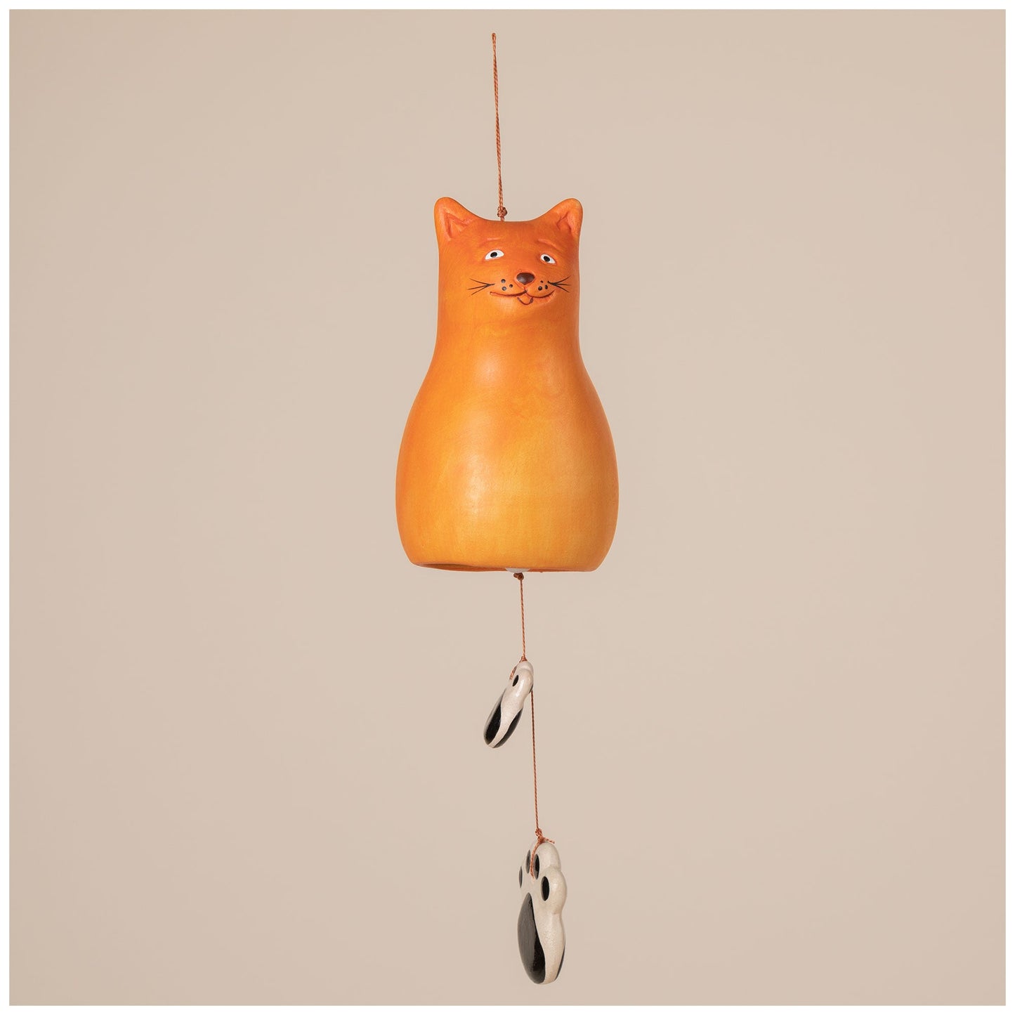 Orange Cat Hand Painted Ceramic Wind Chime