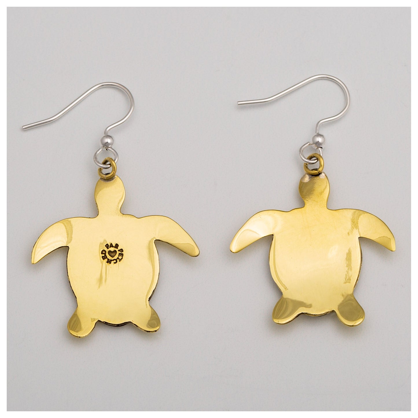 Sea Turtle Love Mixed Metal Earrings