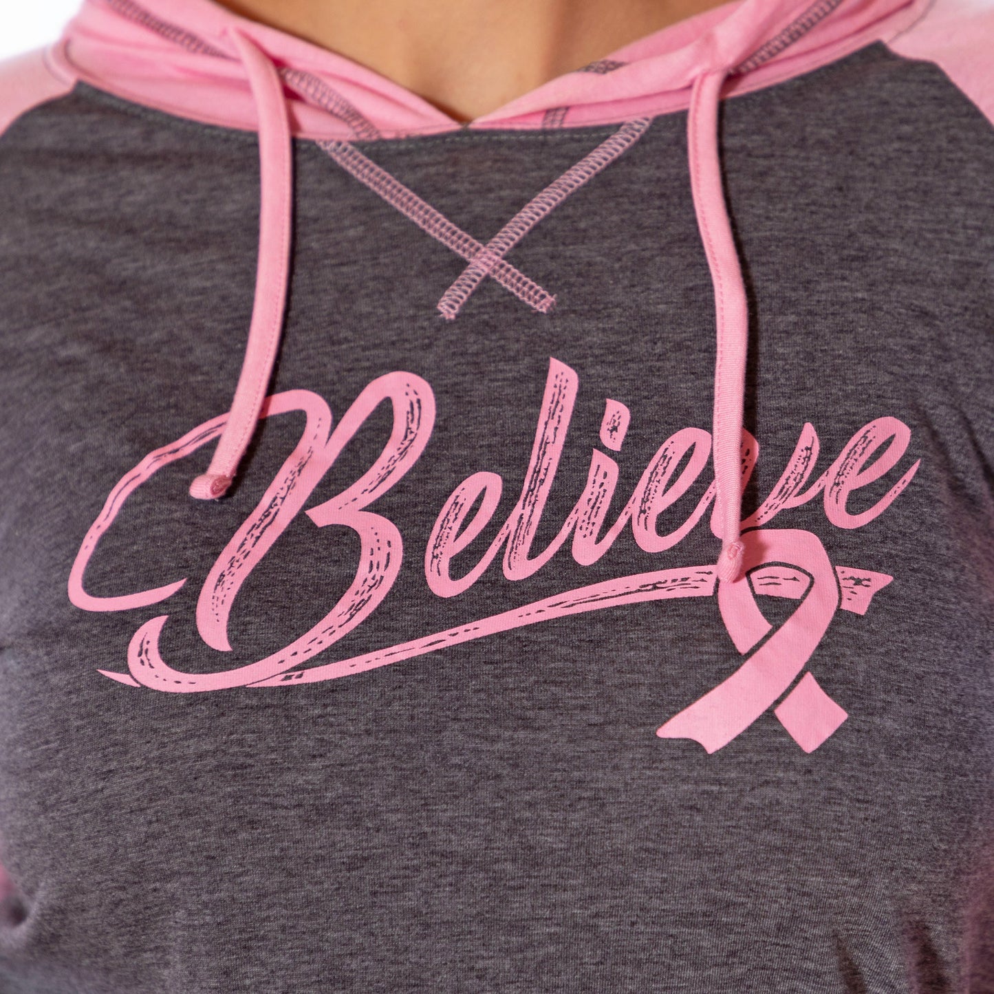 Believe Pink Ribbon Hooded Tee