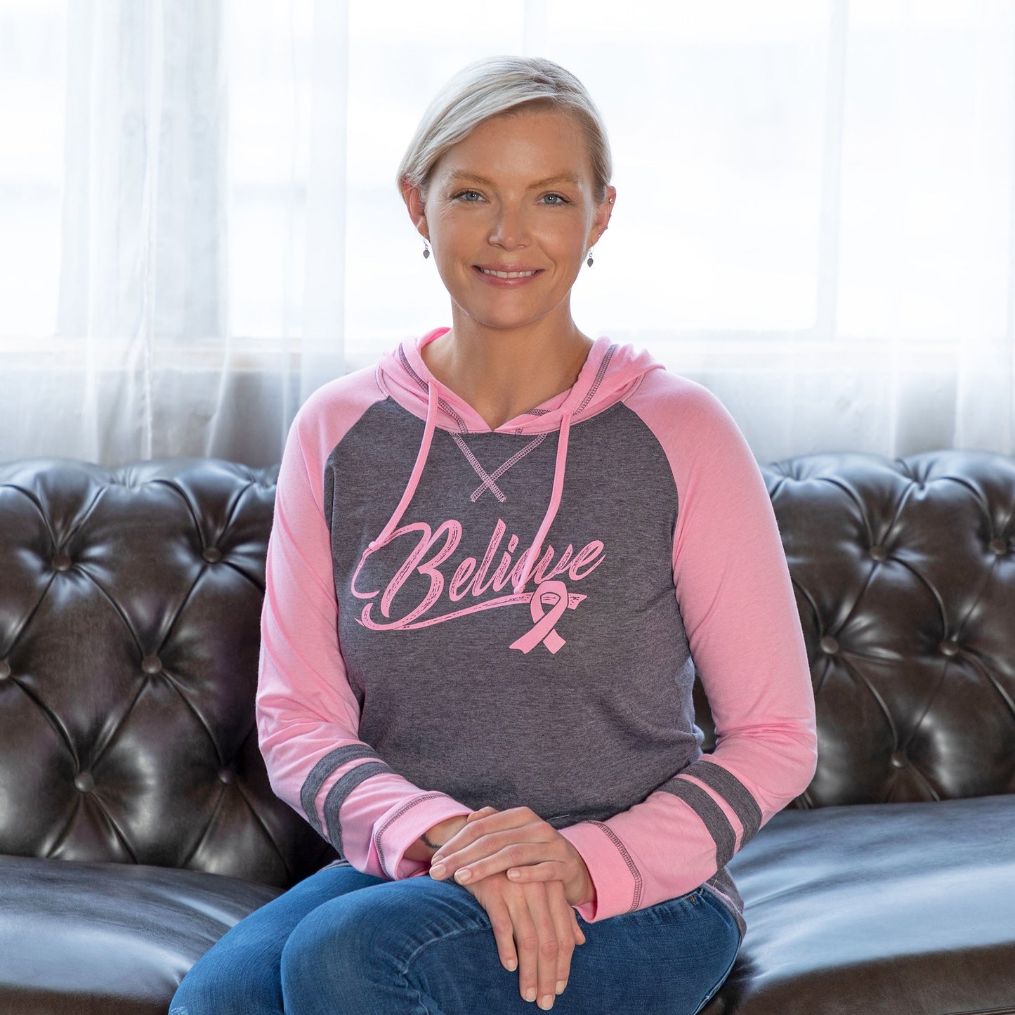 Believe Pink Ribbon Hooded Tee