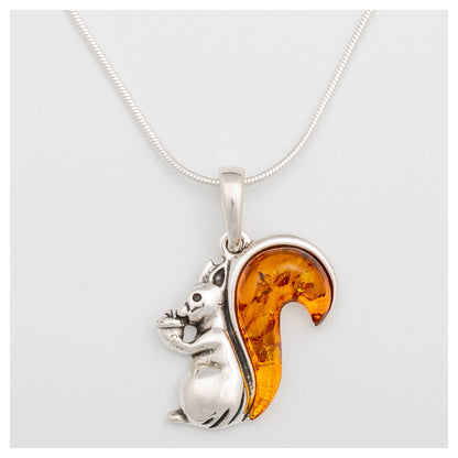 Squirrel Tail Amber & Sterling Necklace