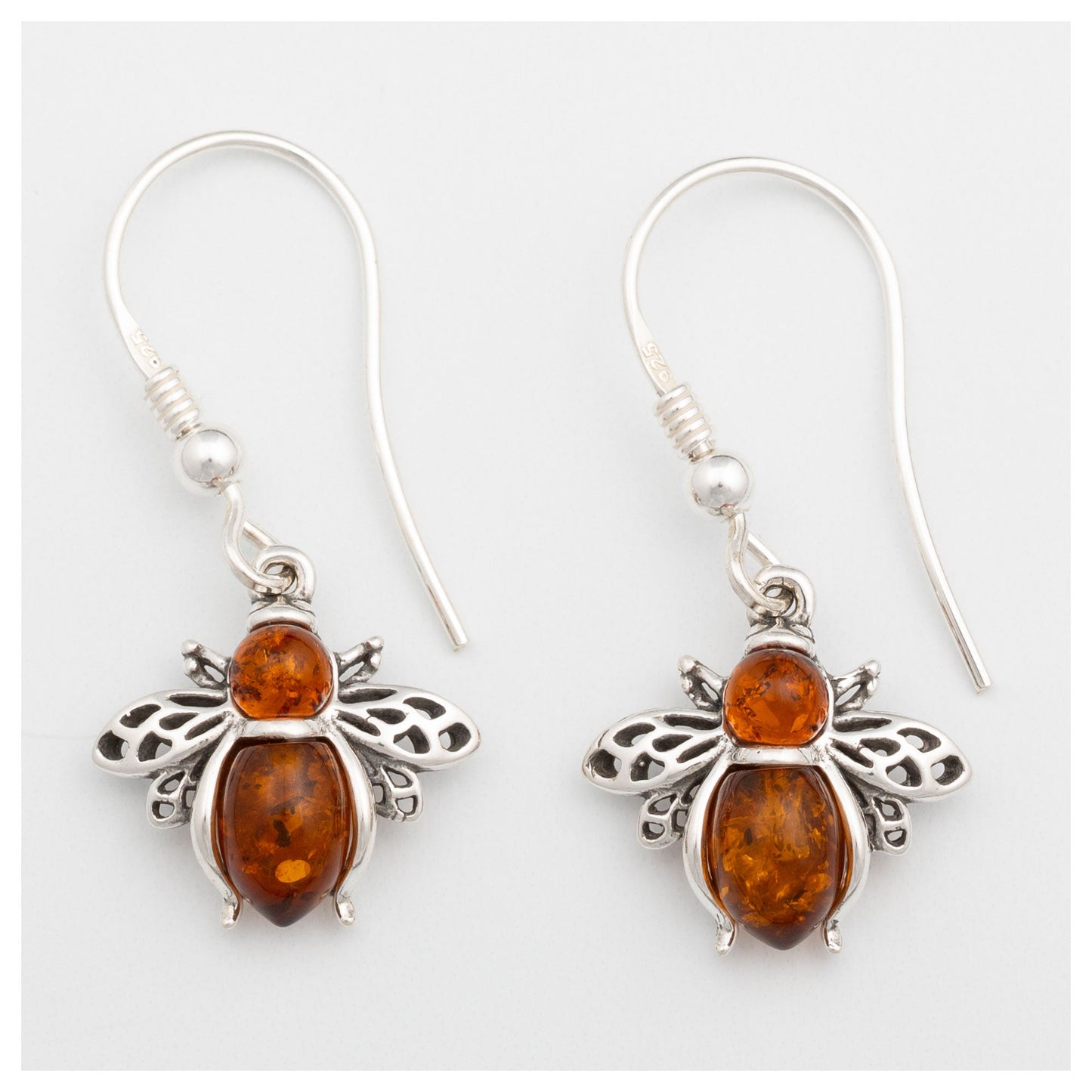 Sterling & Amber Bee Earrings