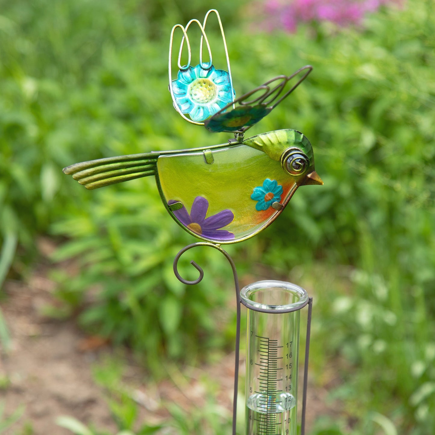 Decorative Bird Rain Gauge Stake