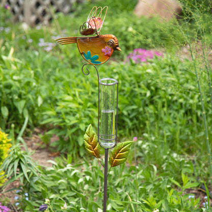 Decorative Bird Rain Gauge Stake