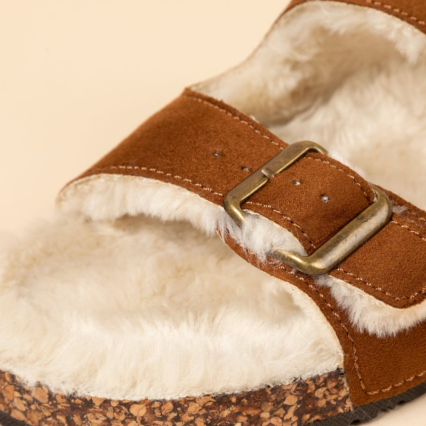 Corkys Faux Fur Double Buckle Sandals