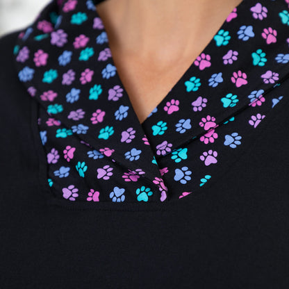 Paw Print Shawl Collar Top