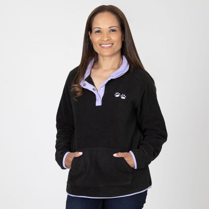 Paw Print Cadet Snap Fleece Pullover