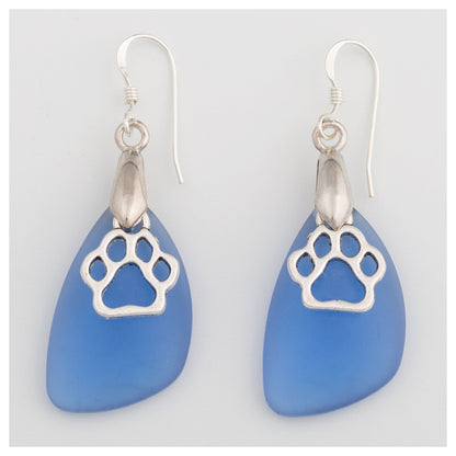 Paw Print Sea Glass Earrings