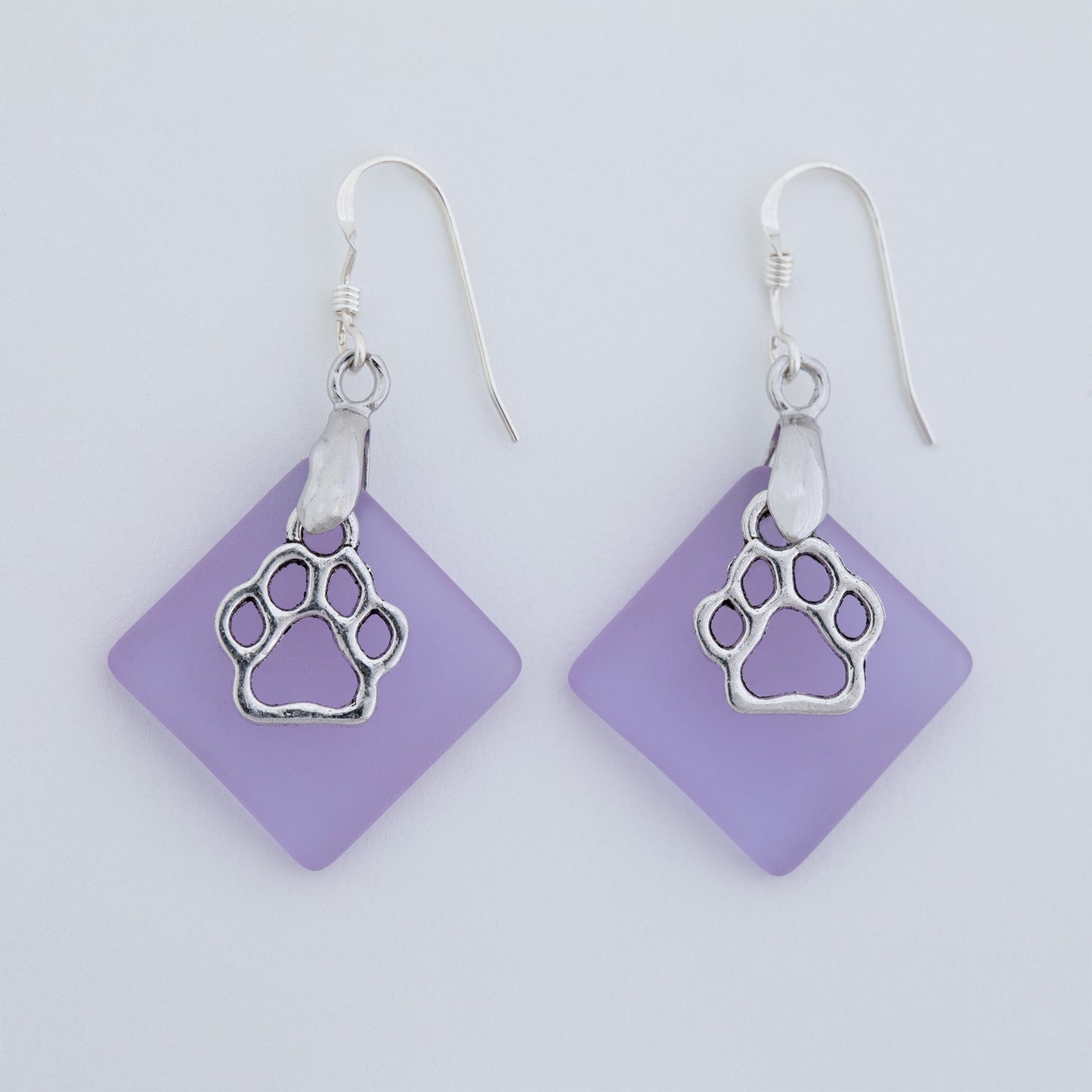 Paw Print Sea Glass Earrings