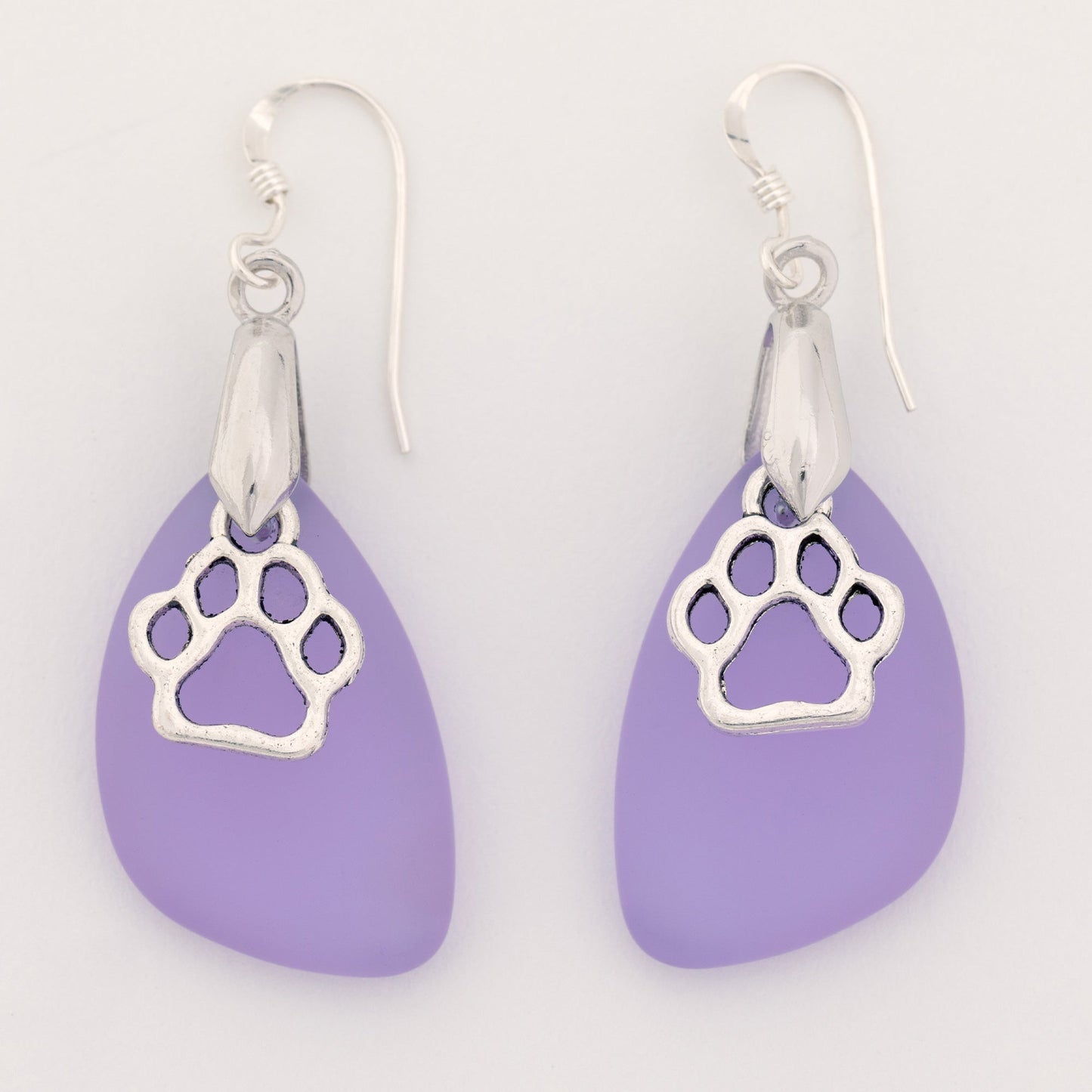 Paw Print Sea Glass Earrings