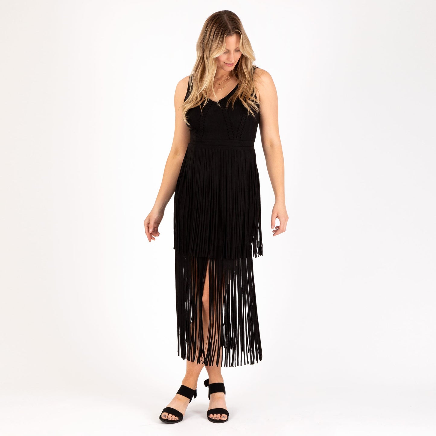 Southern Fringe Faux Suede Dress