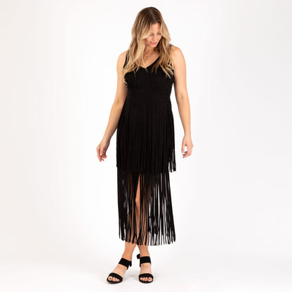 Southern Fringe Faux Suede Dress