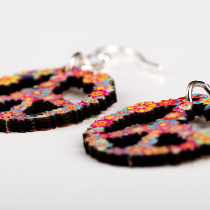 Blossom Wooden Peace Sign Earrings