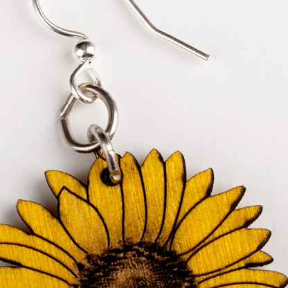 Sunflower Wooden Earrings