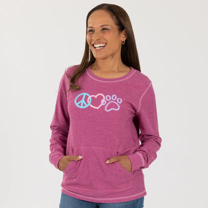 Peace Love Paw Contrast Stitch Thermal Top