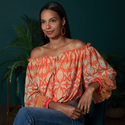 Off-the-Shoulder Concentric Design Top