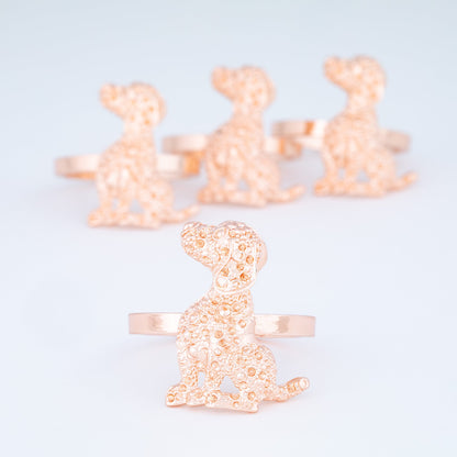 Rose Gold Dog Napkin Holder - Set of 4