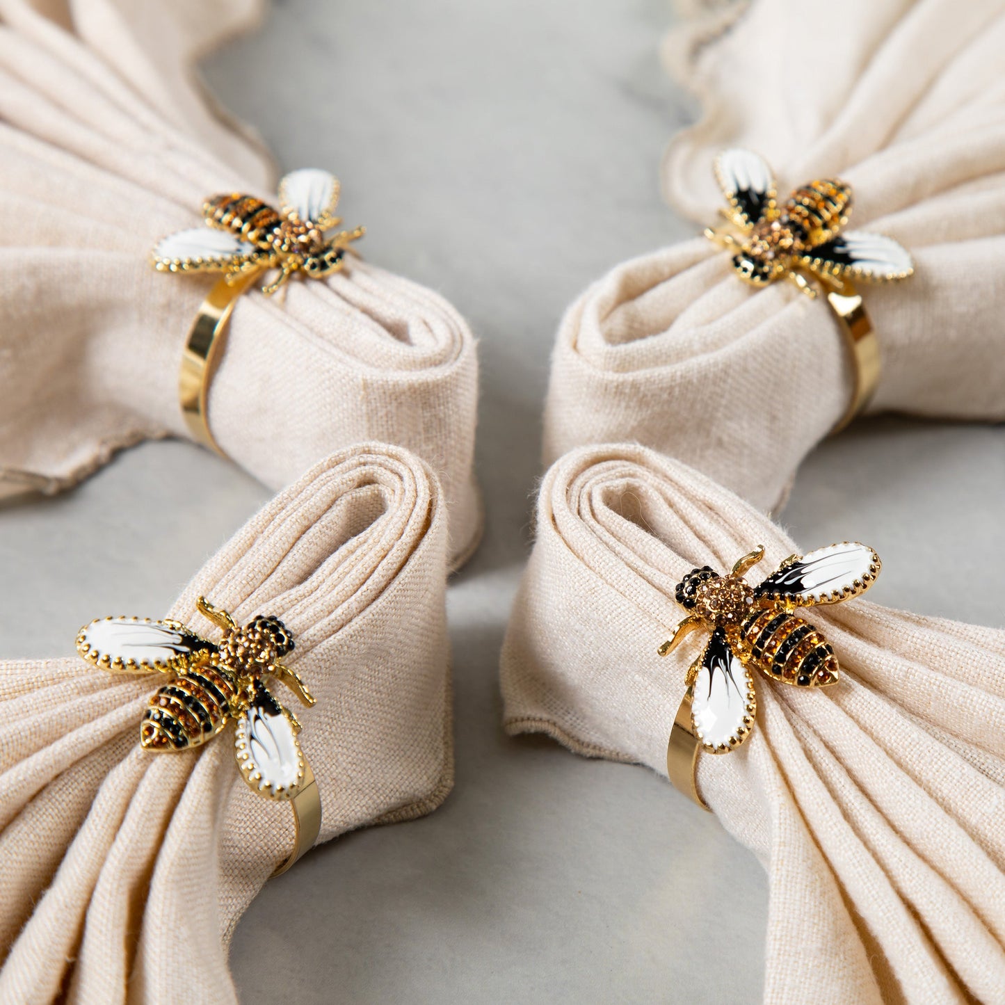 Elegant Bee Napkin Holder - Set of 4