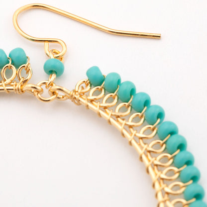 Beaded Gold-Plated Circle Earrings