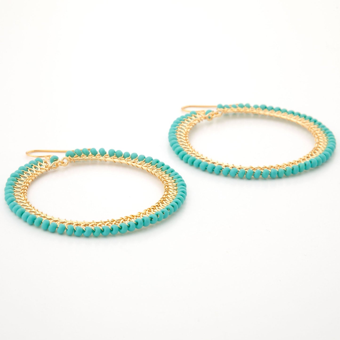 Beaded Gold-Plated Circle Earrings