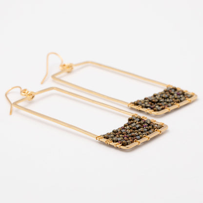 Golden Rectangle & Crystal Earrings