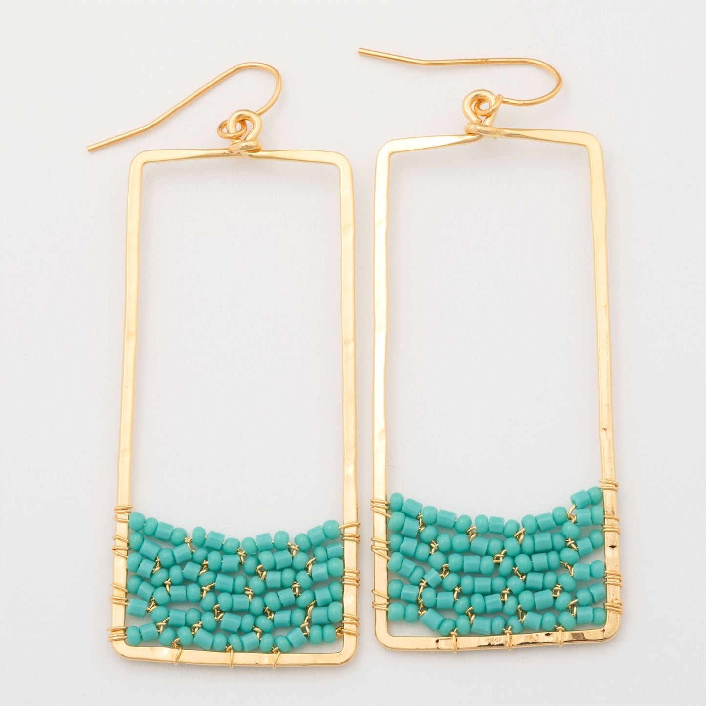 Golden Rectangle & Crystal Earrings