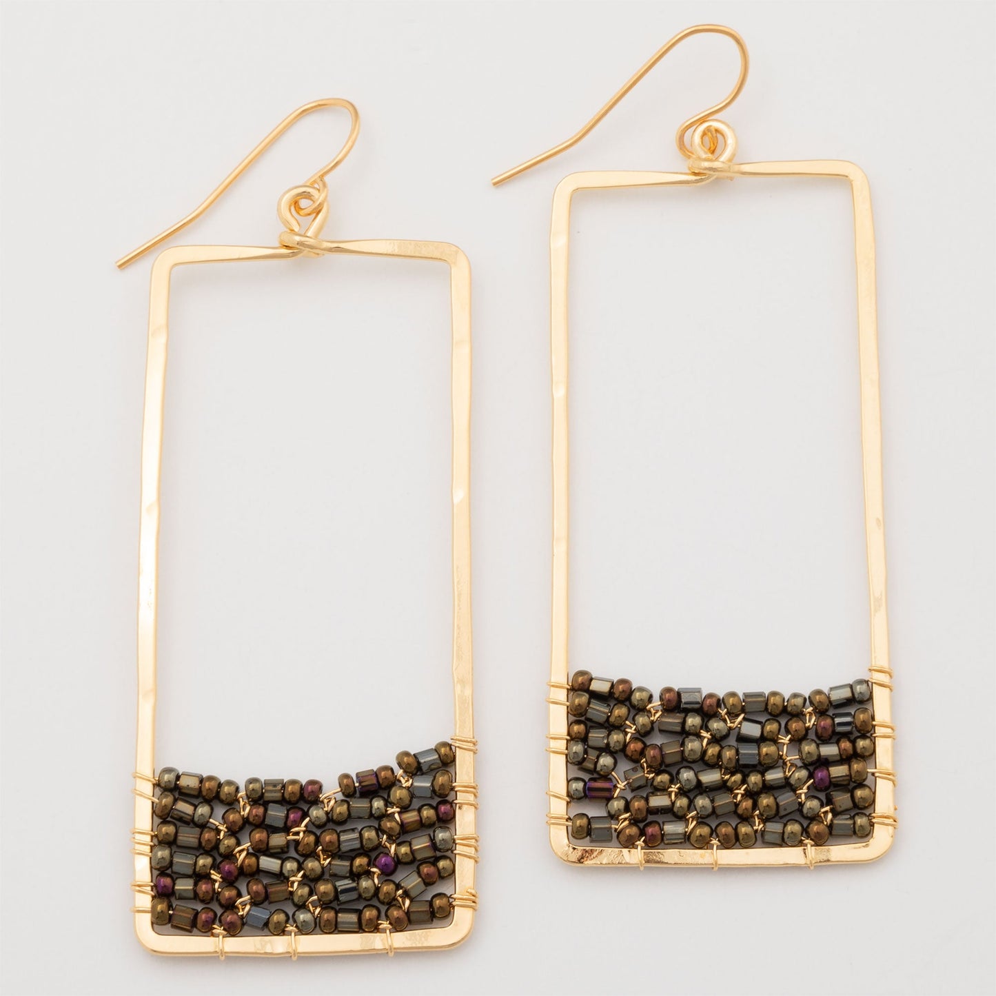 Golden Rectangle & Crystal Earrings