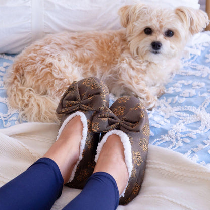 Super Cozy&trade; Leopard Paw Slippers With Large Bow