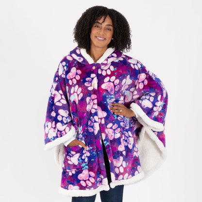 Super Cozy&trade; Paw Print Blanket Hoodie Cape