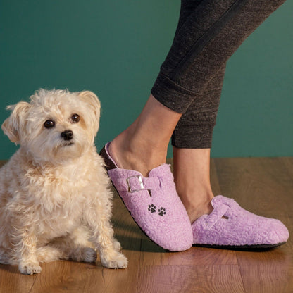 Paw Print Sherpa Clog Slippers