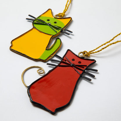 Thick As Thieves Glass Cat Ornament - Set of 2